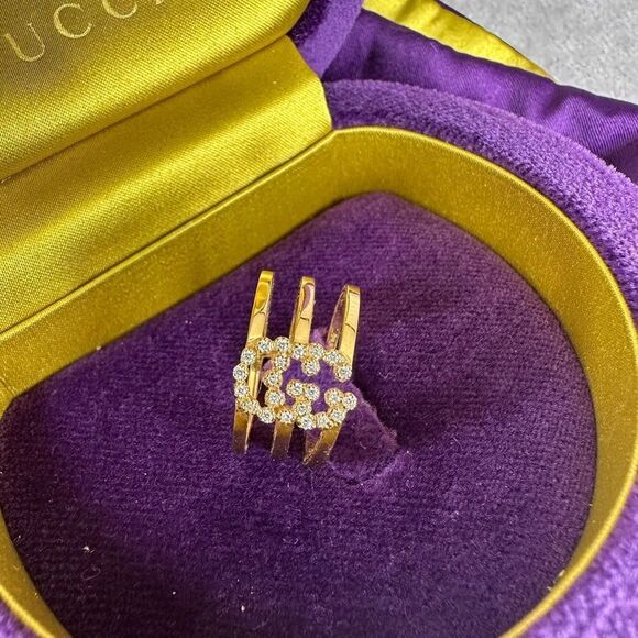 Gucci Running G Diamond 18k Yellow Gold Ring 6.5 - Picture 5 of 12